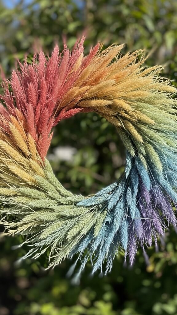 Dried Grass Rainbow Wreath