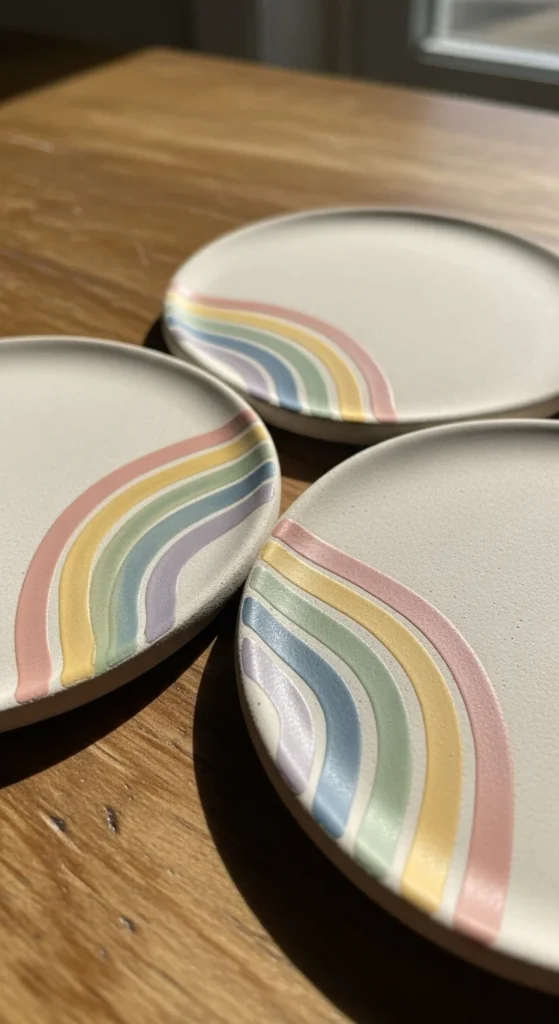 Clay Rainbow Slab Coasters