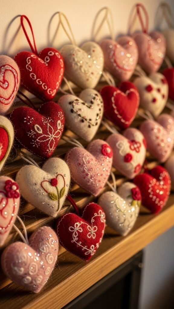 Felted Wool Heart Ornaments for a Cozy Feel
