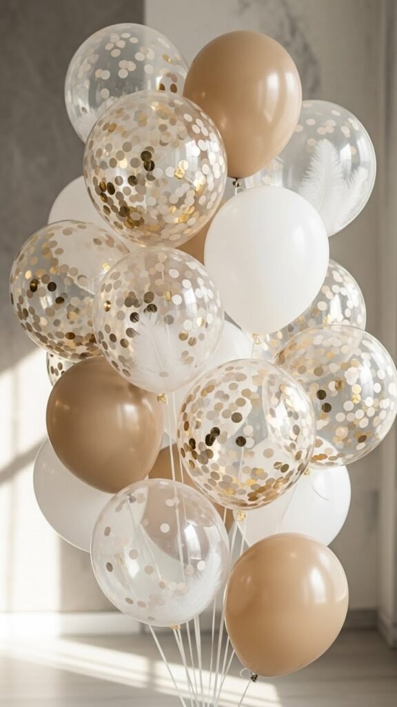 Neutral Confetti Balloons for Minimal Decor