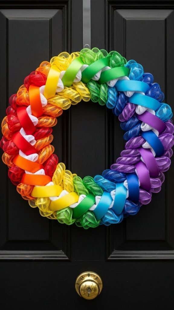 Ribbon Loop Rainbow Wreath