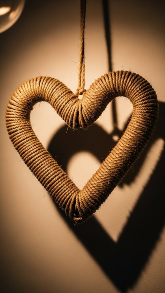 Rustic Rope Heart Hanging
