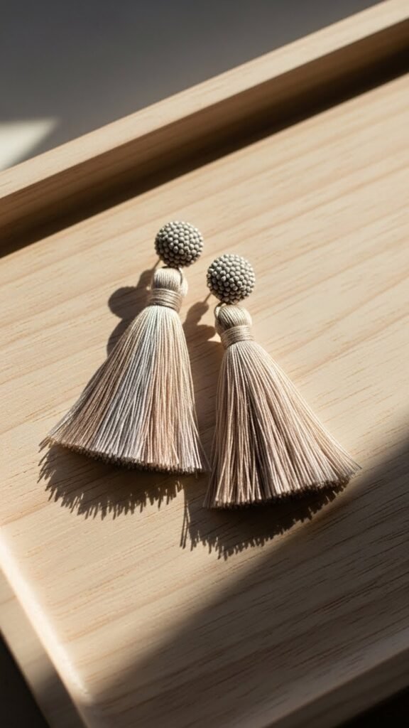 Tassel Earrings in Neutral Tones