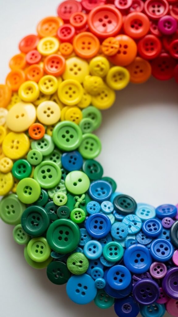 Button Rainbow Wreath