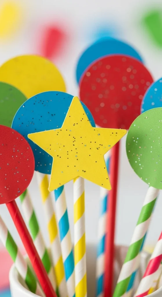Colorful Straw Toppers