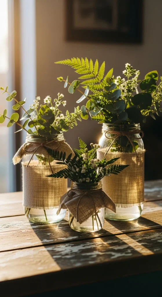 Linen-Wrapped Jar Arrangements
