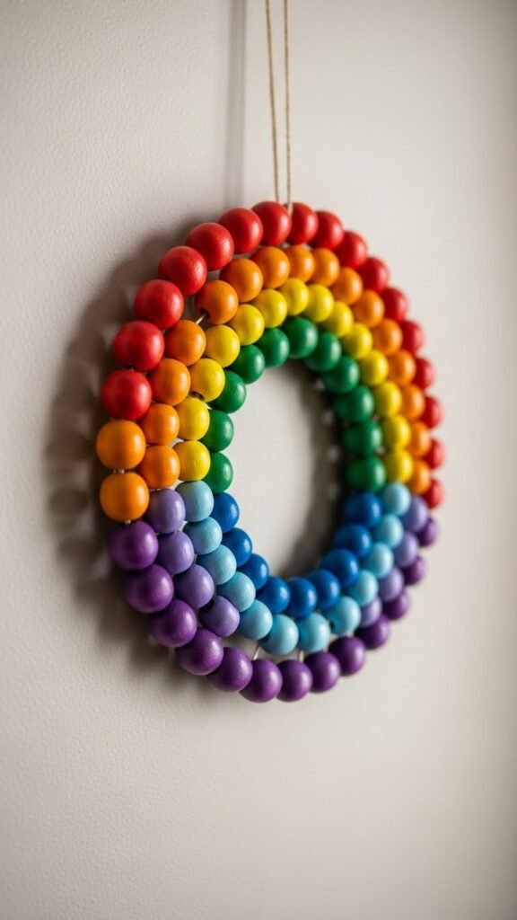 Painted Wood Bead Rainbow