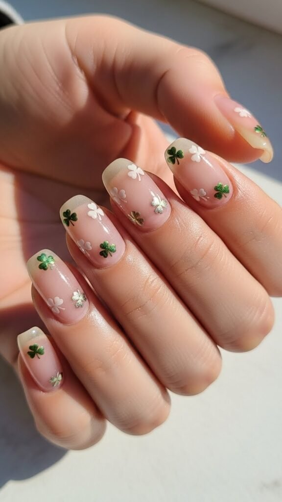 Sheer Pink Clover Nails