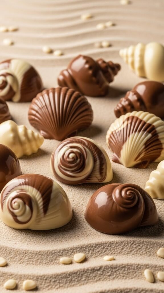 Shell-Shaped Chocolates for Coastal Themes