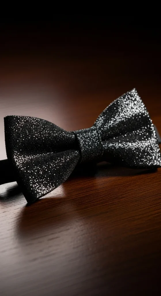 Black Glitter Bow Tie for Dressy Parties