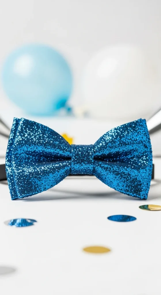 Blue Glitter Bow Tie for Cool Party Vibes