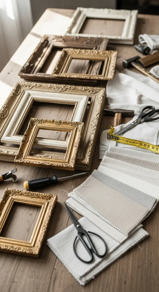 Framed Art With Fabric Inserts