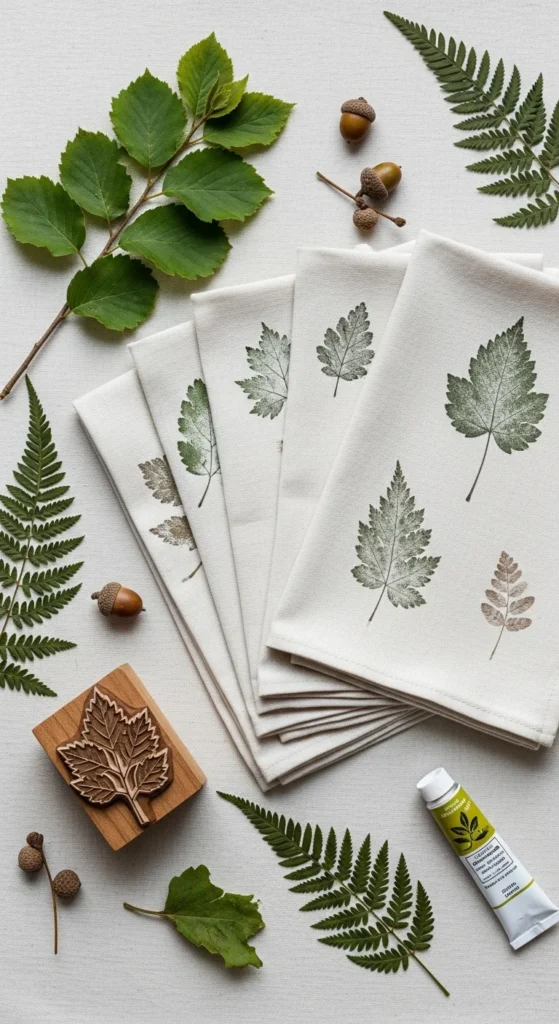 Leaf-Printed Fabric Napkins