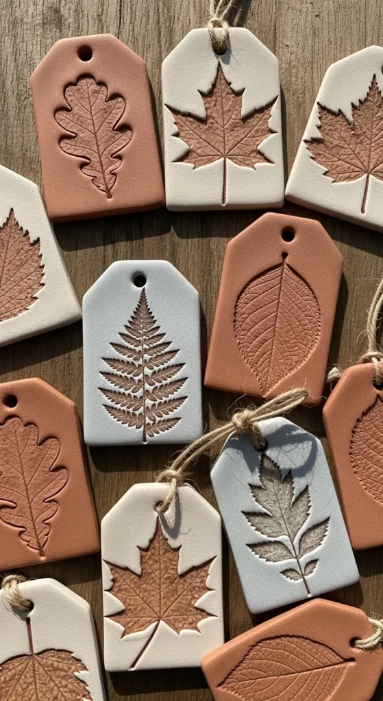 Leaf-Stamped Clay Tags