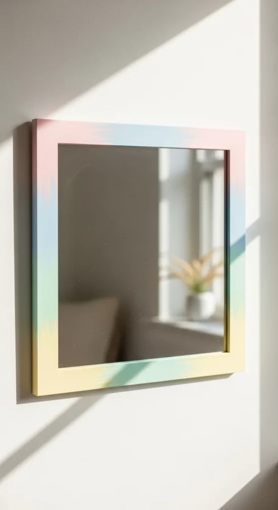 Mirror With Painted Pastel Border