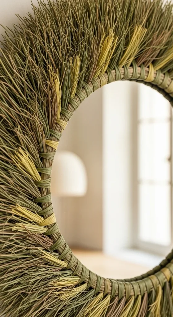 Mirror With Woven Grass Trim