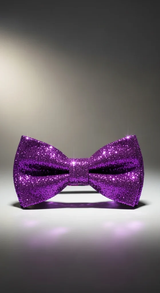 Purple Glitter Bow Tie for Creative Outfits