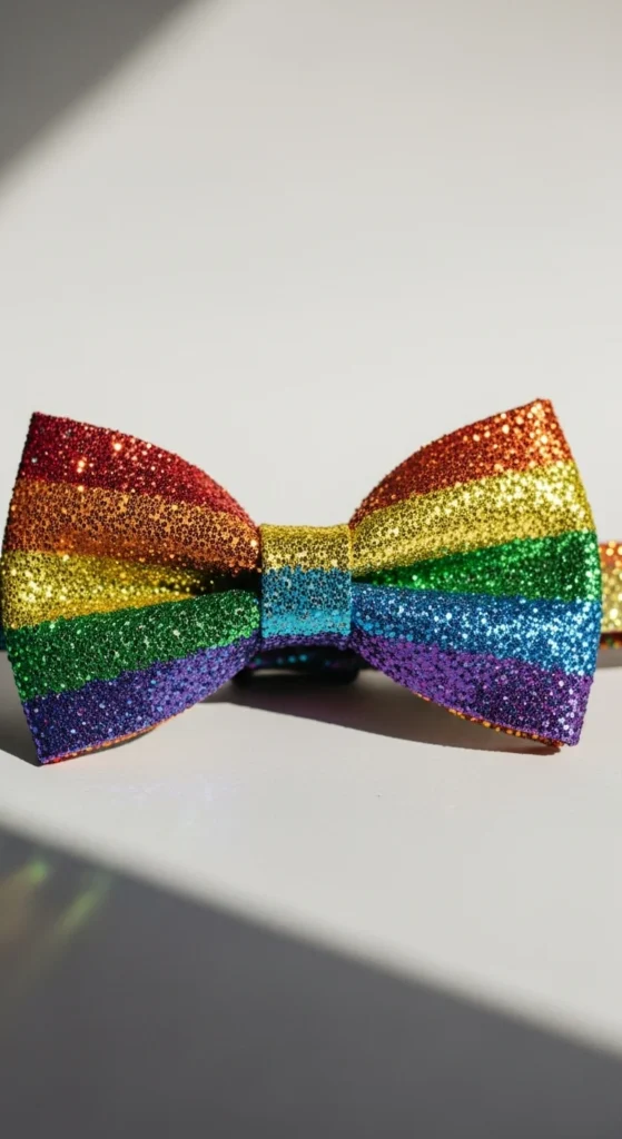 Rainbow Glitter Bow Tie for Playful Looks