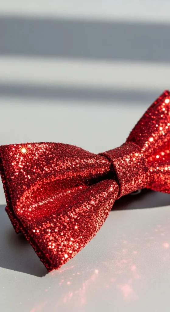 Red Glitter Bow Tie for Bold Themes