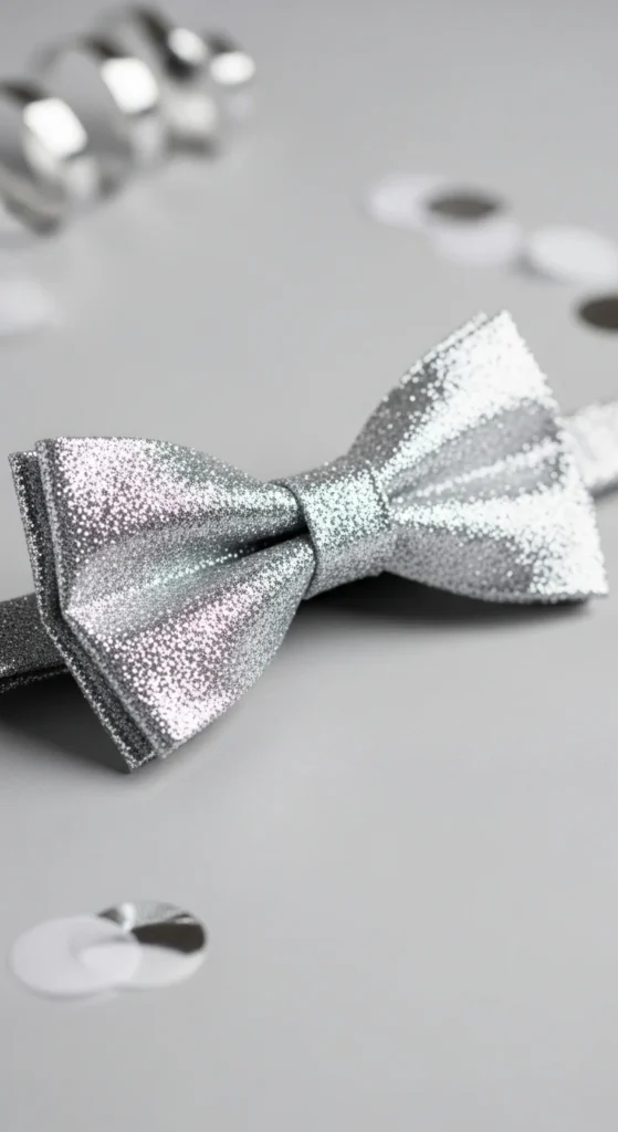 Silver Sparkle Bow Tie for Cool Themes