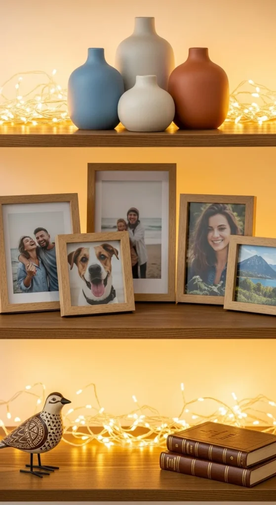 Use Fairy Lights as Table and Shelf Accents