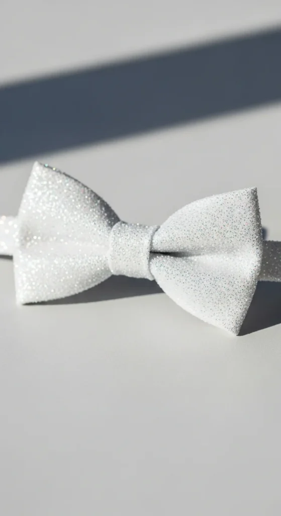 White Glitter Bow Tie for Light Looks