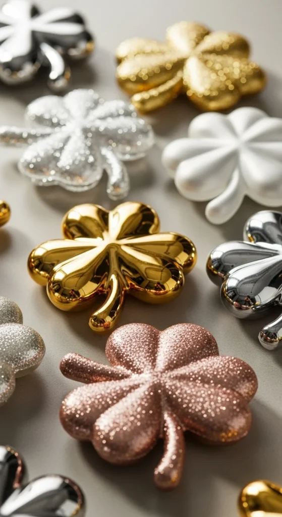 glitter clover ornaments